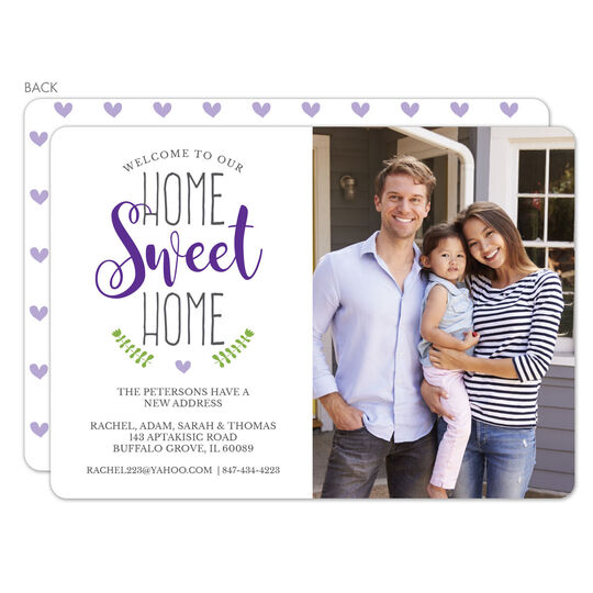 Purple Home Sweet Home Moving Announcements